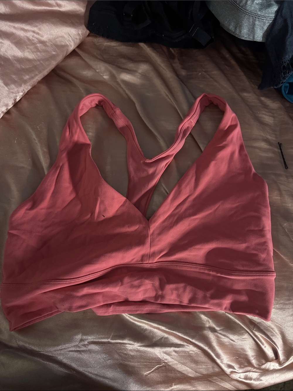Athleta Bright Pink V-Neck Racerback Sports Bra - Size Large